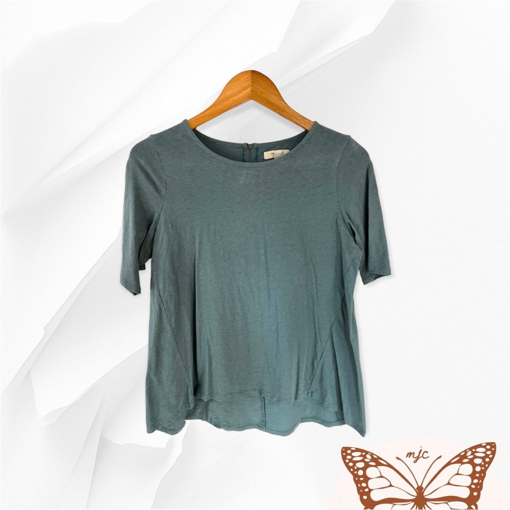 Madewell Aqua-blue Tunic Top with back zipper - Size S